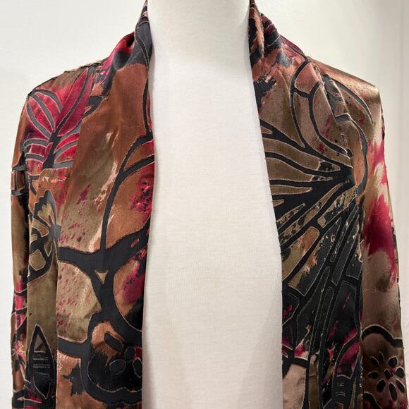 Chicos Size 1 US M Vintage Cardigan Silk Blend Burnout Whimsigoth Fairy Grunge - Picture 7 of 15